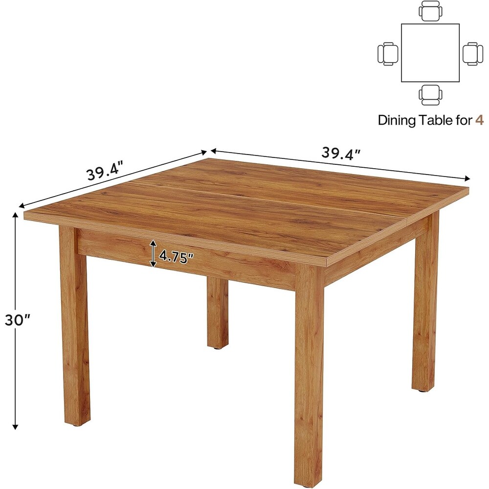 Country Rustic Square Dining Table with Solid Wood Legs   39.4\