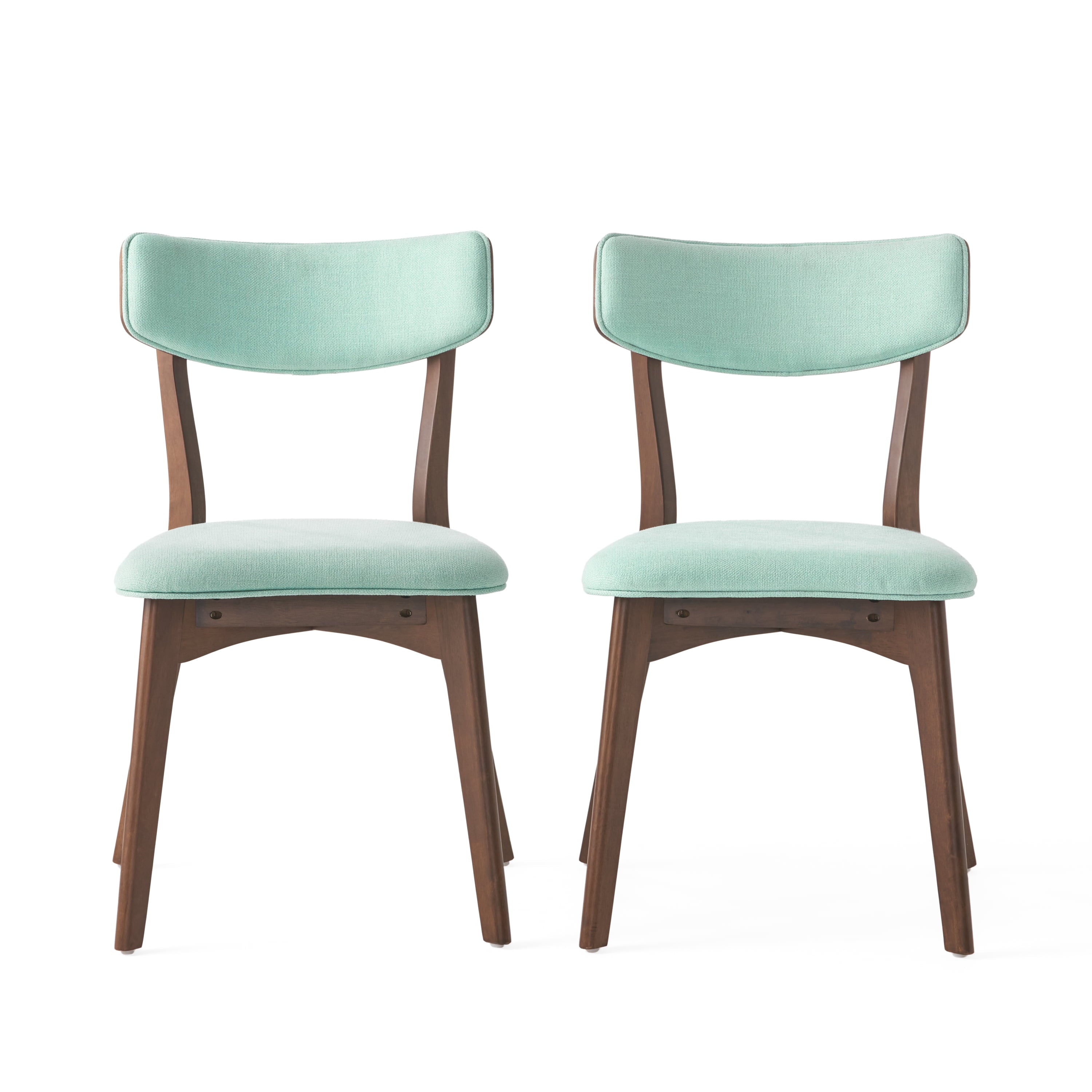 Noble House Sadie Indoor Mid Century Modern Fabric Dining Chairs, Set of 2, Mint