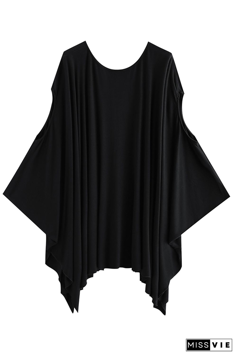 Cold Shoulder Black Cover Up Loose Top