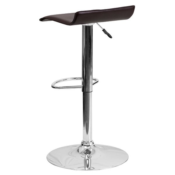 Contemporary Solid Wave Seat Vinyl Adjustable Bar Stool - 15