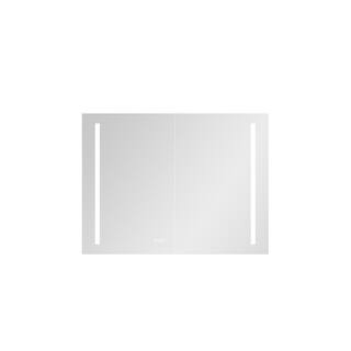 40 in. W x 30 in. H Rectangular Gray Aluminum RecessedSurface Mount Medicine Cabinet with Mirror LH-143