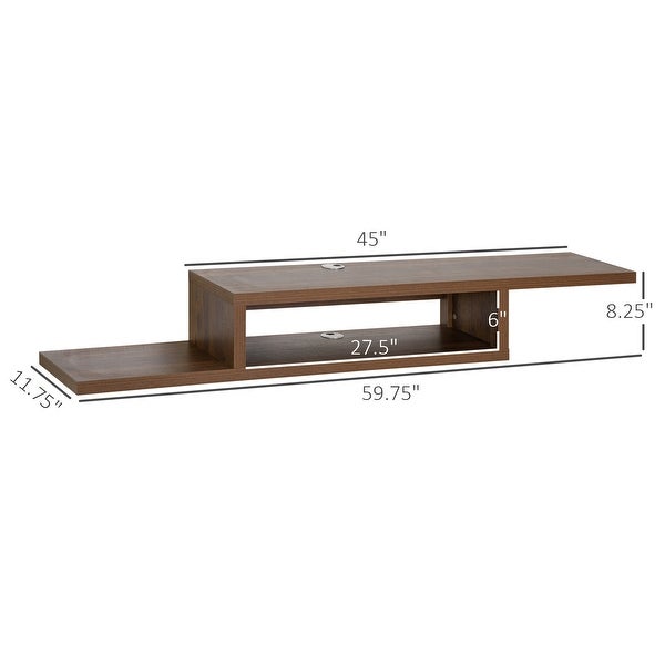 HOMCOM Wall Mounted Media Console， Floating Stand Component Shelf， Entertainment Center Unit - 60