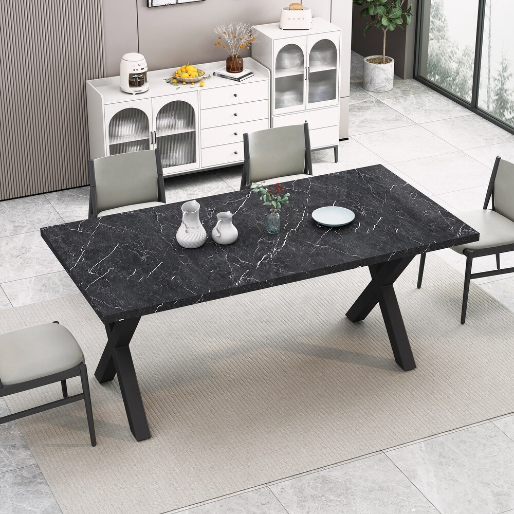 Square Dining Table with Printed Marble