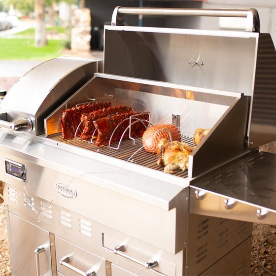 Louisiana Grills Estate Series 860 sq in 304 Stainless Steel Pellet Grill w/ Full Lower Cabinet