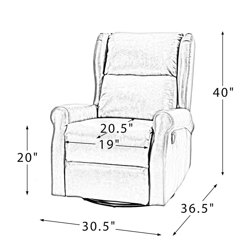 Leather Manual Swivel Recliner with Metal Base