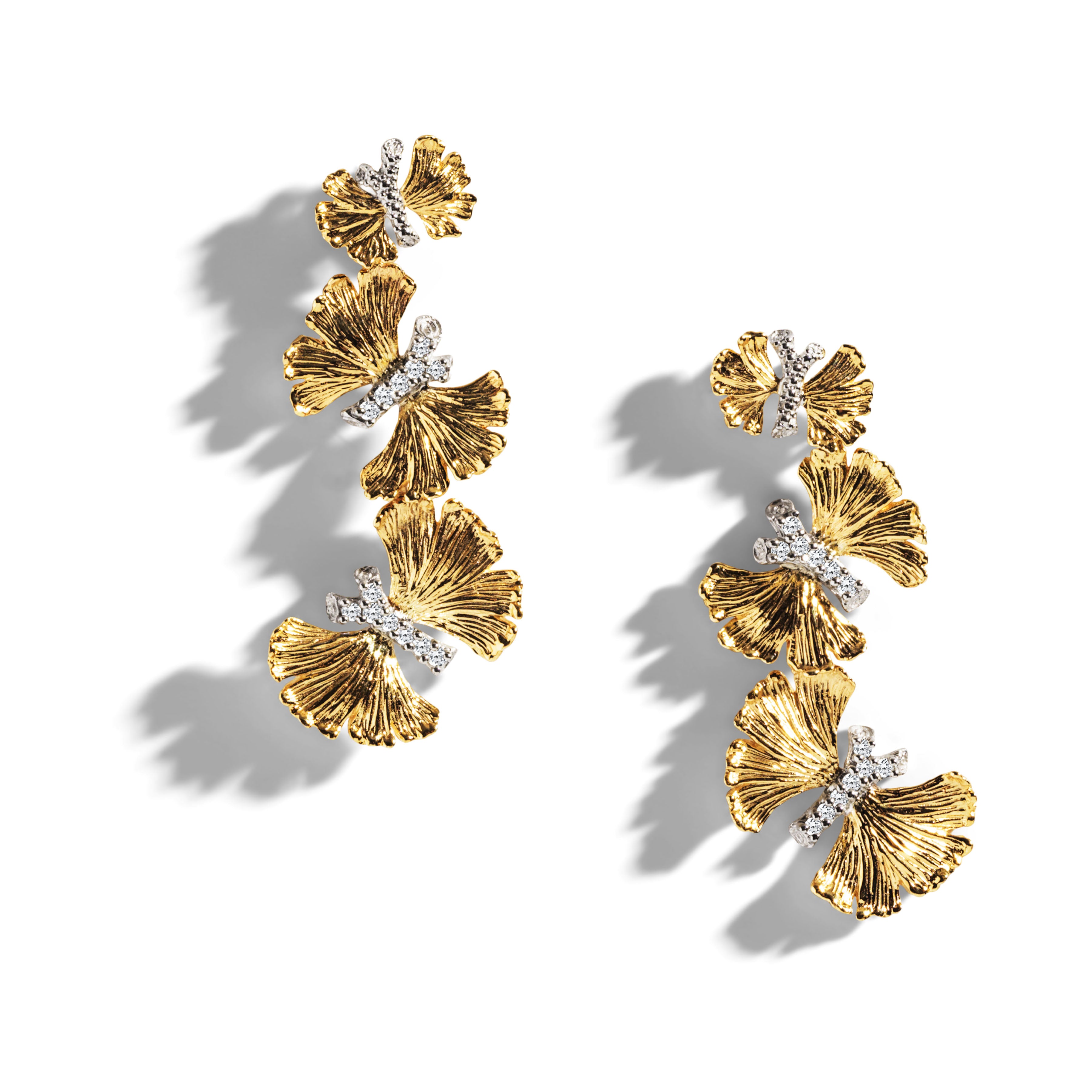 Butterfly Ginkgo Earrings with Diamonds