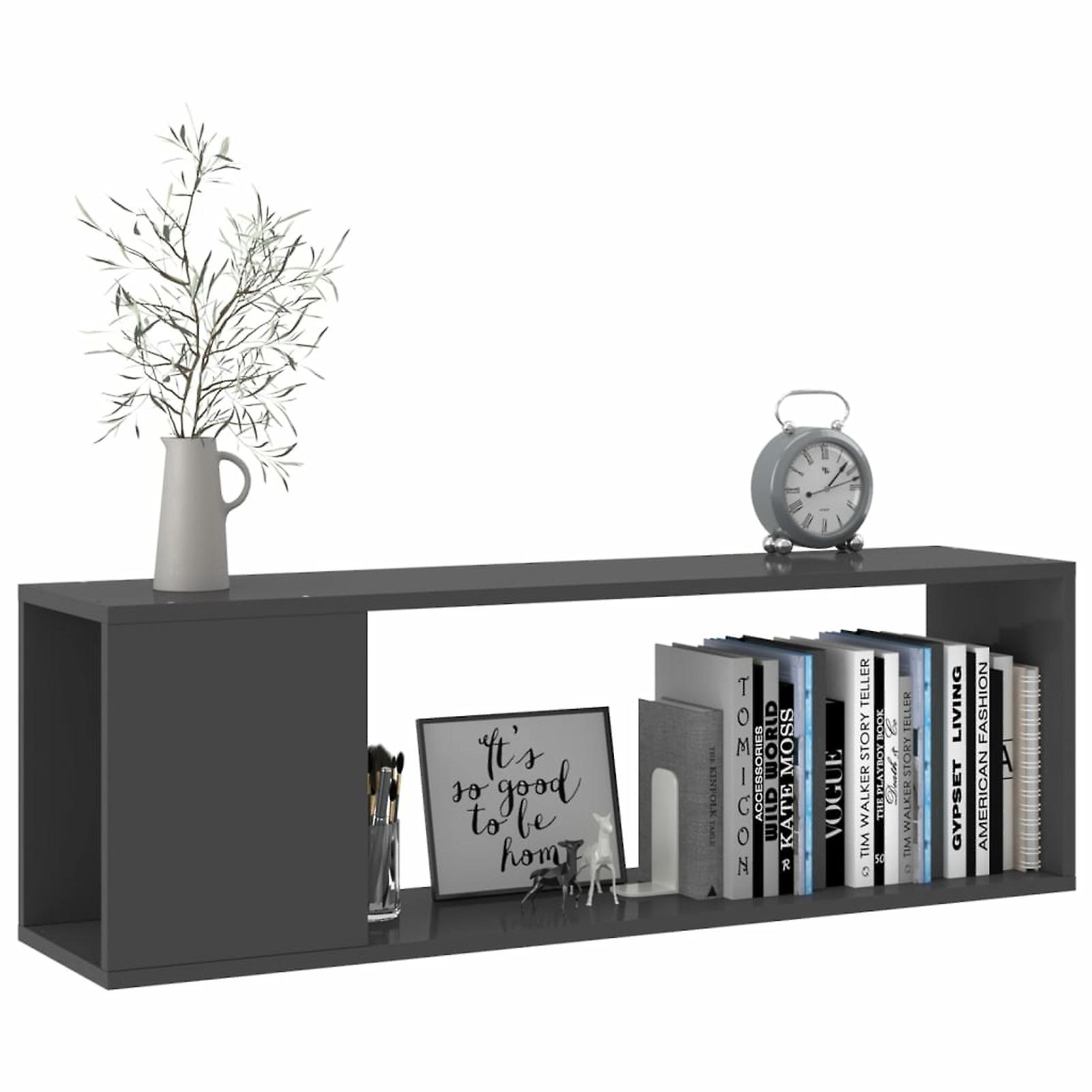 Tv Cabinet High Gloss Grey 100x24x32 Cm Chipboard No.345595