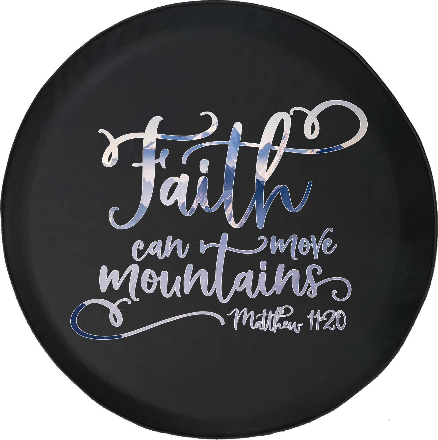 Black Tire Covers - Tire Accessories for Campers， SUVs， Trailers， Trucks， RVs and More | Faith Can Move Mountains Matthew Faith Jesus Black 28 Inch