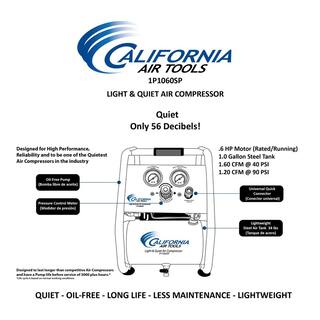 California Air Tools 1.0 Gal. Light and Quiet Steel Tank Electric Portable Air Compressor with Panel 1P1060SP