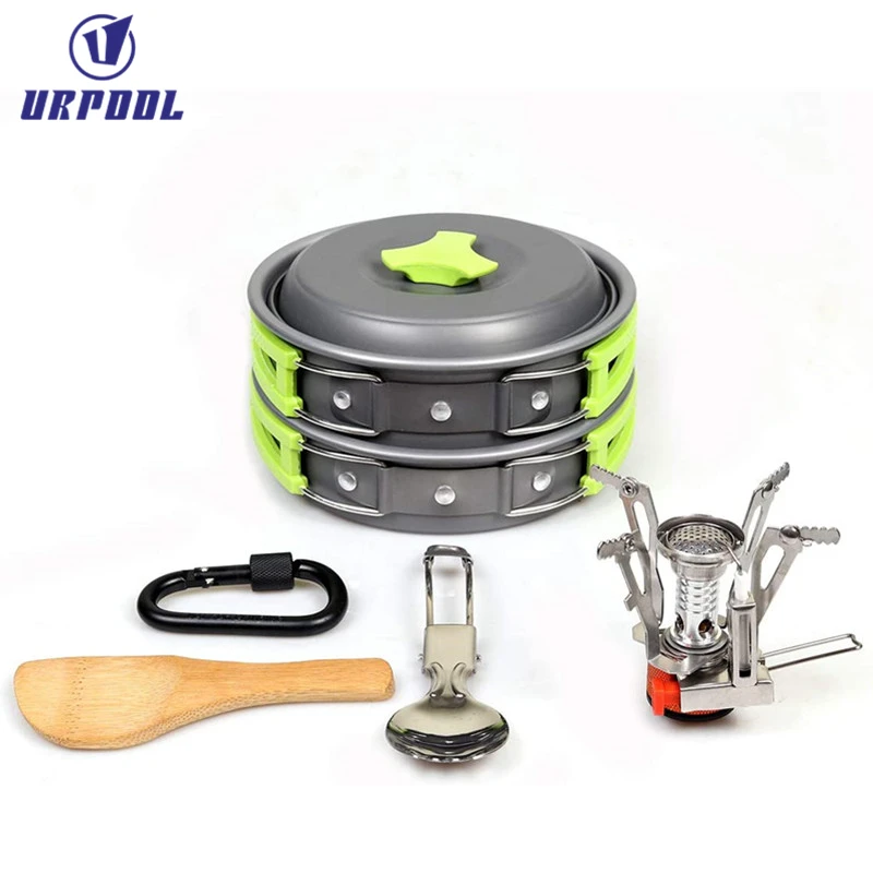 Portable Non stick cookware sets cooking picnic pot aluminium camping cookware set for outdoor hiking