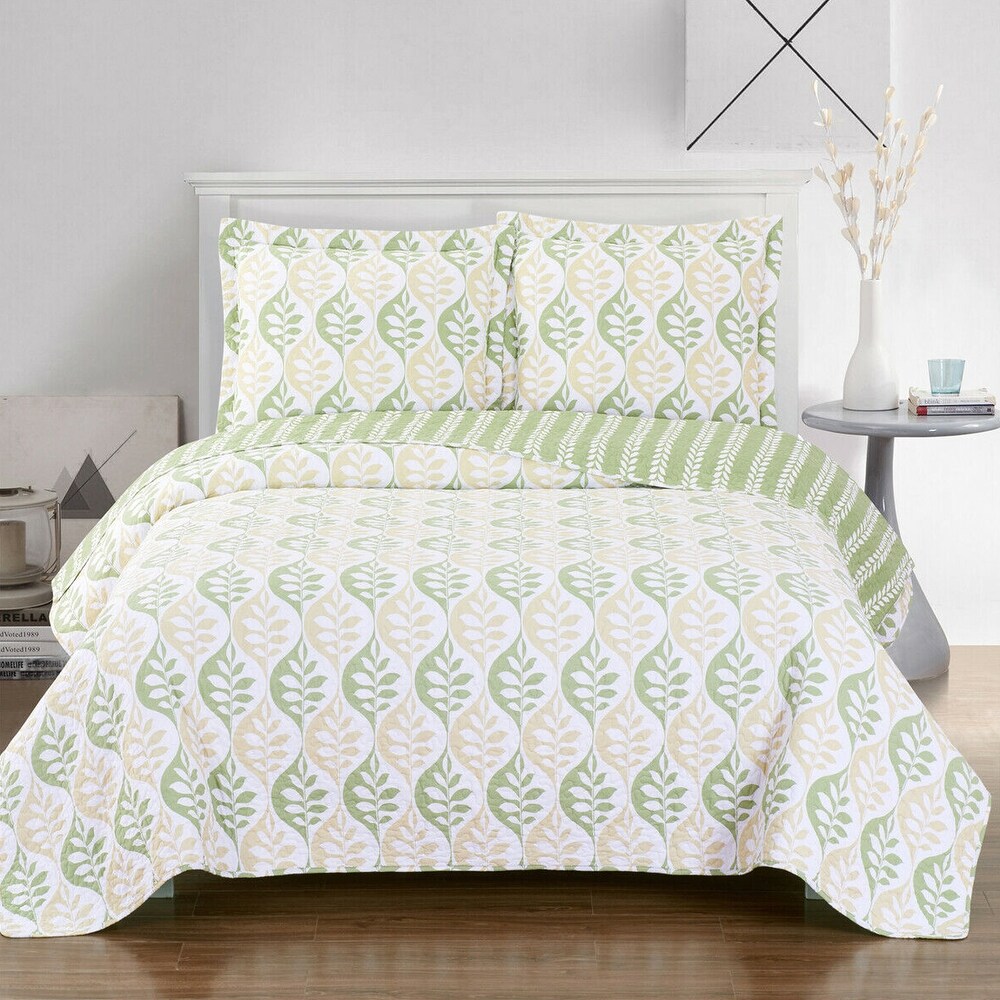 Luxury 3 Pieces Oversized Bedspread Set Reversible Quilt Queen Gia