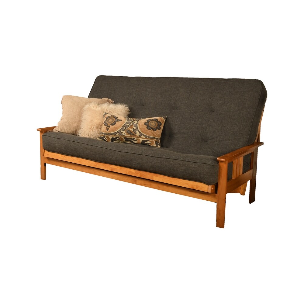 Somette Monterey Queen size Full size Futon Set in Butternut Finish with Linen Mattress