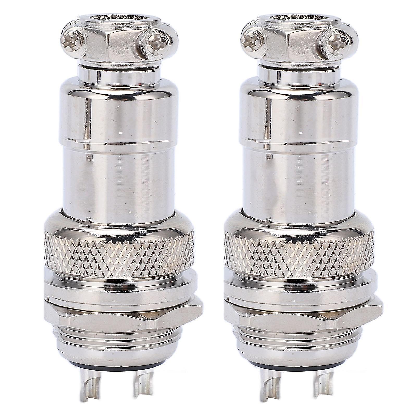 2Pcs Aviation Plug Socket Connector Zinc Alloy Shell Copper Silver Plated Connectors 2 Pin