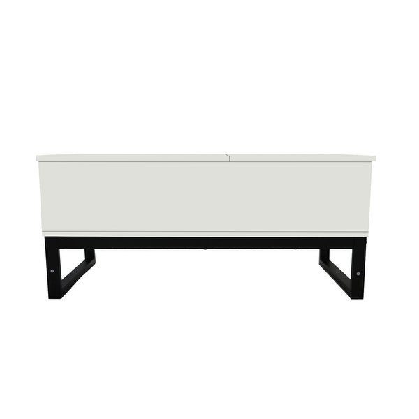 White Wood Lift Top Coffee Table with Hidden Storage Compartment