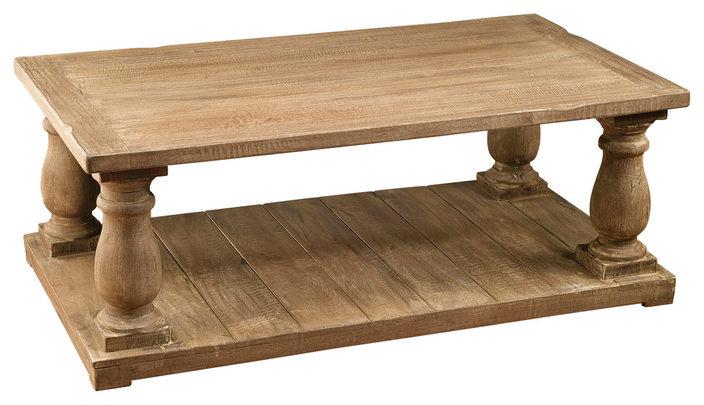 Weathered Sand Finish Baluster Coffee Table   Traditional   Coffee Tables   by Orchard Creek Designs  Houzz