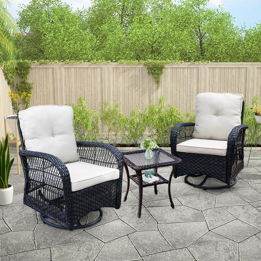 3 piece Wicker Swivel Chair Conversation Set by Havenside Home