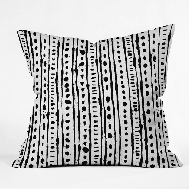 Andi Bird Ink Striped Throw Pillow Black white Deny Designs