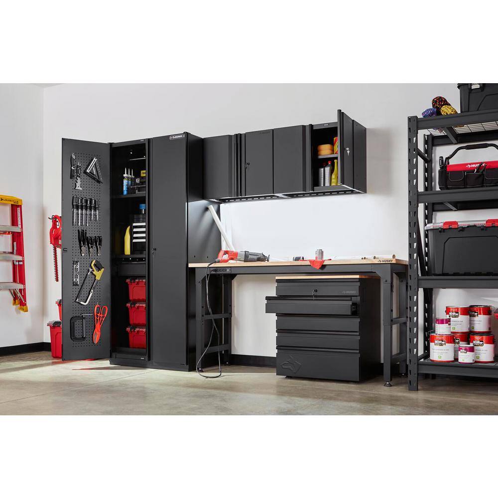 Husky 5-Piece Heavy Duty Welded Steel Garage Storage System in Black (108 in. W x 82 in. H x 24 in. D) HTC511021