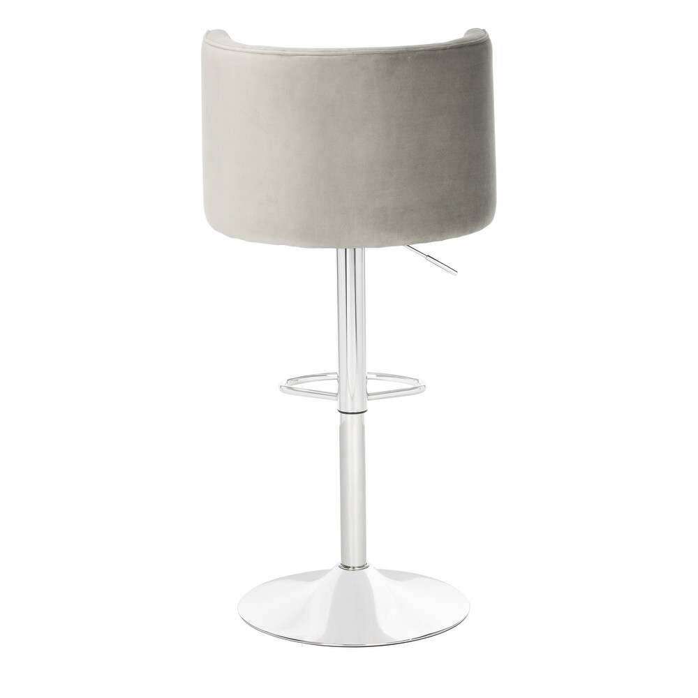 SAFAVIEH Couture Zayna Velvet/ Chrome Adjustable Bar Stool   21.3\