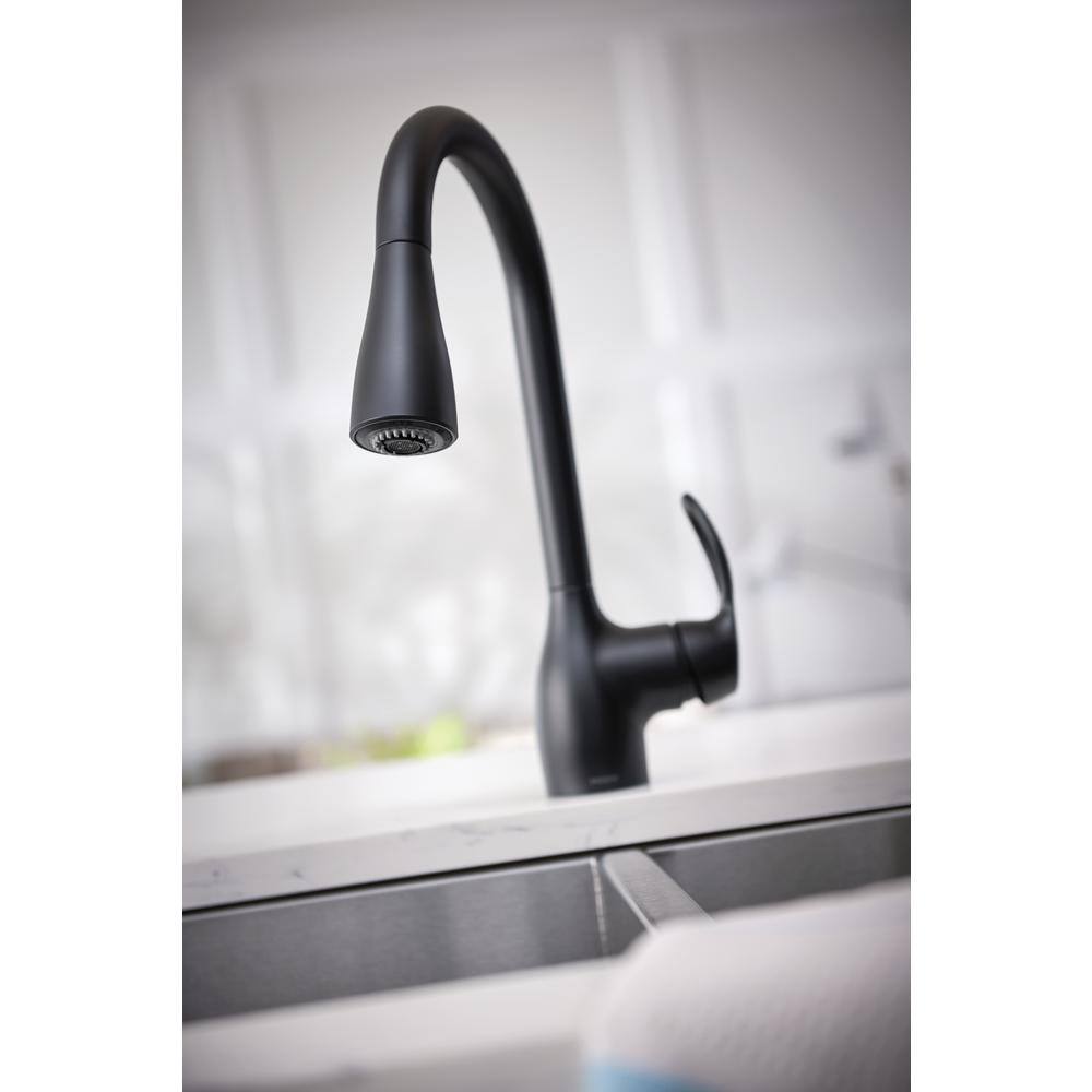 MOEN Kleo Single-Handle Pull-Down Sprayer Kitchen Faucet with Reflex and Power Clean in Matte Black CA87011BL