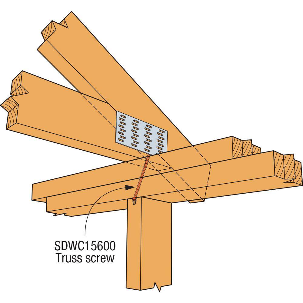 Simpson Strong-Tie 0.152 in. x 6 in. T30 6-Lobe Cap Head Strong-Drive SDWC Truss Screw Orange (50-Pack) SDWC15600-KT