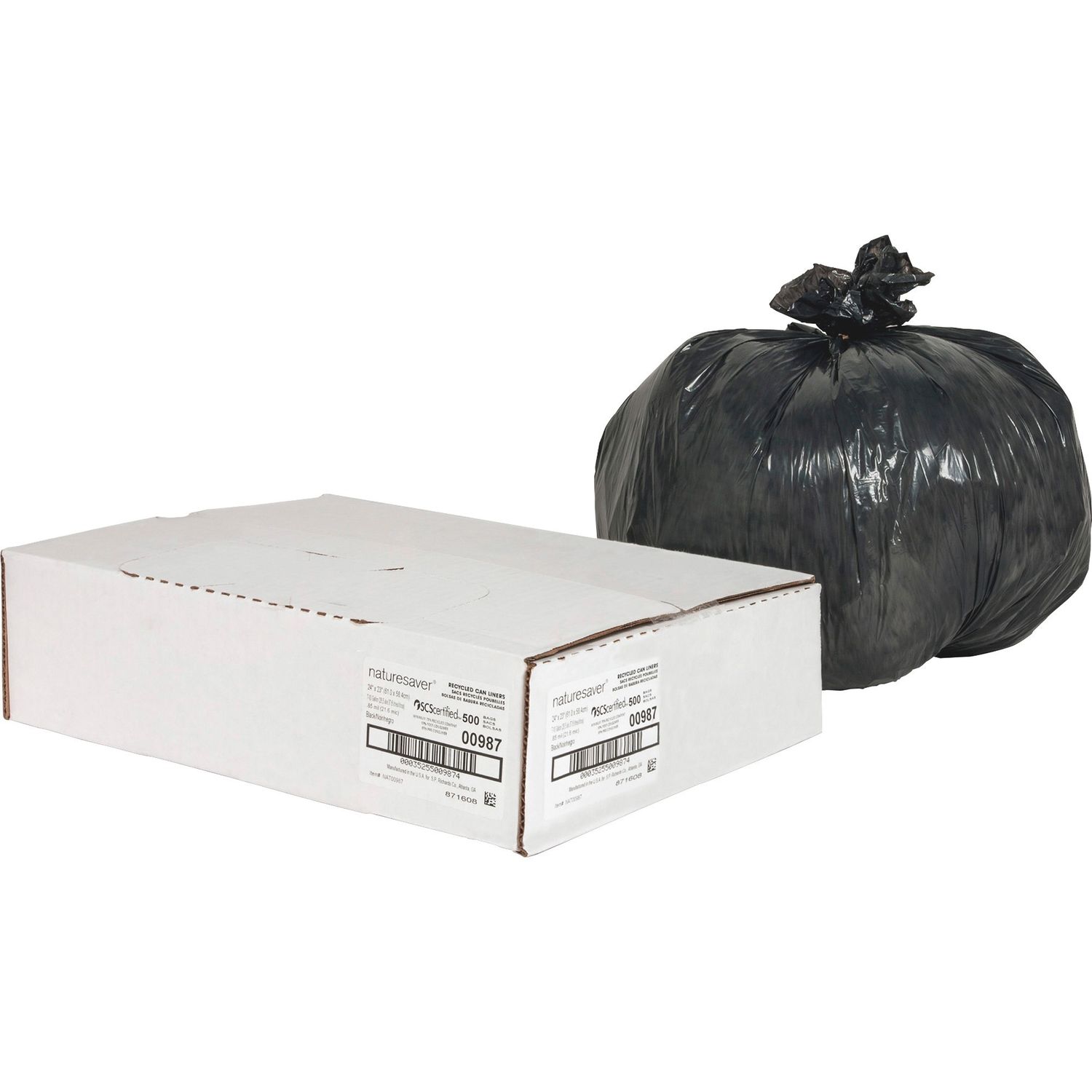 Black Low-density Recycled Can Liners by Nature Saver NAT00987