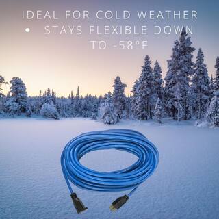 Husky 50 ft. 143 Medium Duty Cold Weather IndoorOutdoor Extension Cord Blue 83050HY