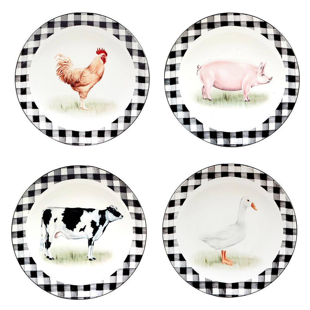 Certified International On the Farm 16-Piece Assorted Colors Earthenware Dinnerware Set (Service for 4) 89690RM