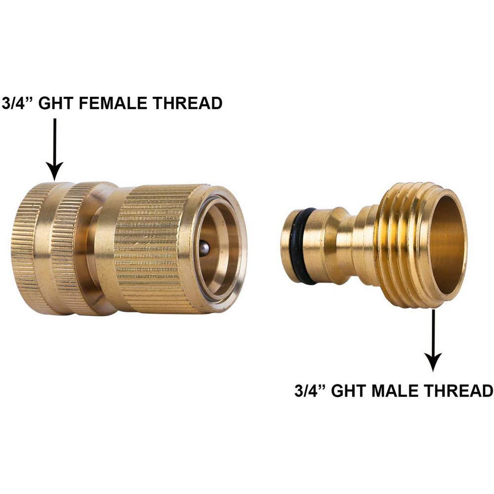 Garden Hose Quick Connect Solid Brass Quick Coupler 34 in. (Pack of 3) B07FMTZ25Y