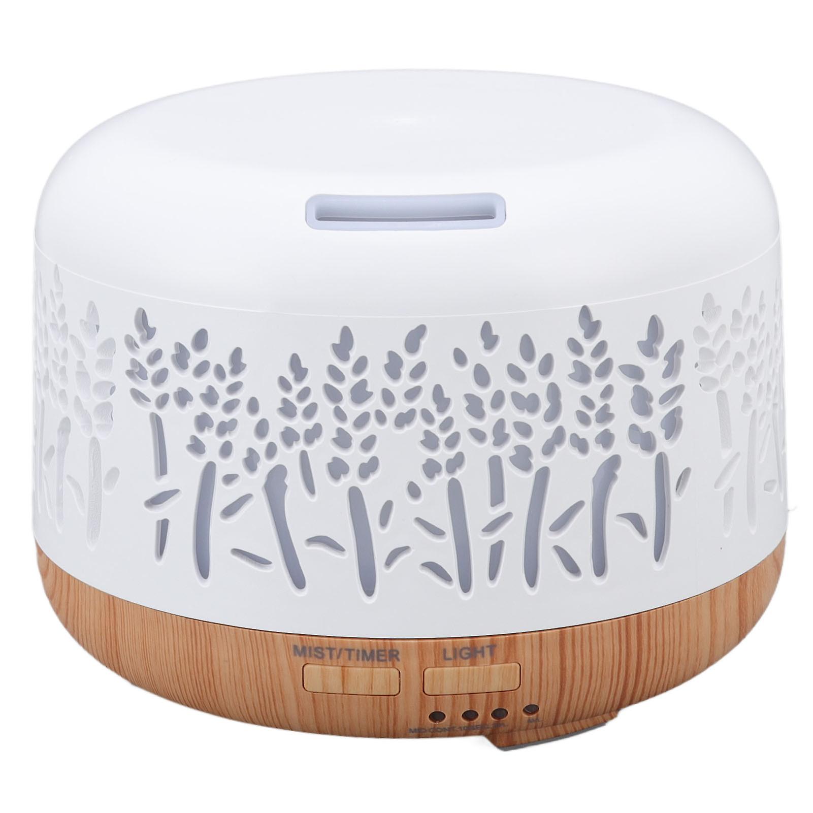 Desktop Humidifier 300ml Wood Grain Design Low Noise Aromatherapy Humidifier with LED Color Light 100‑240V UK Plug