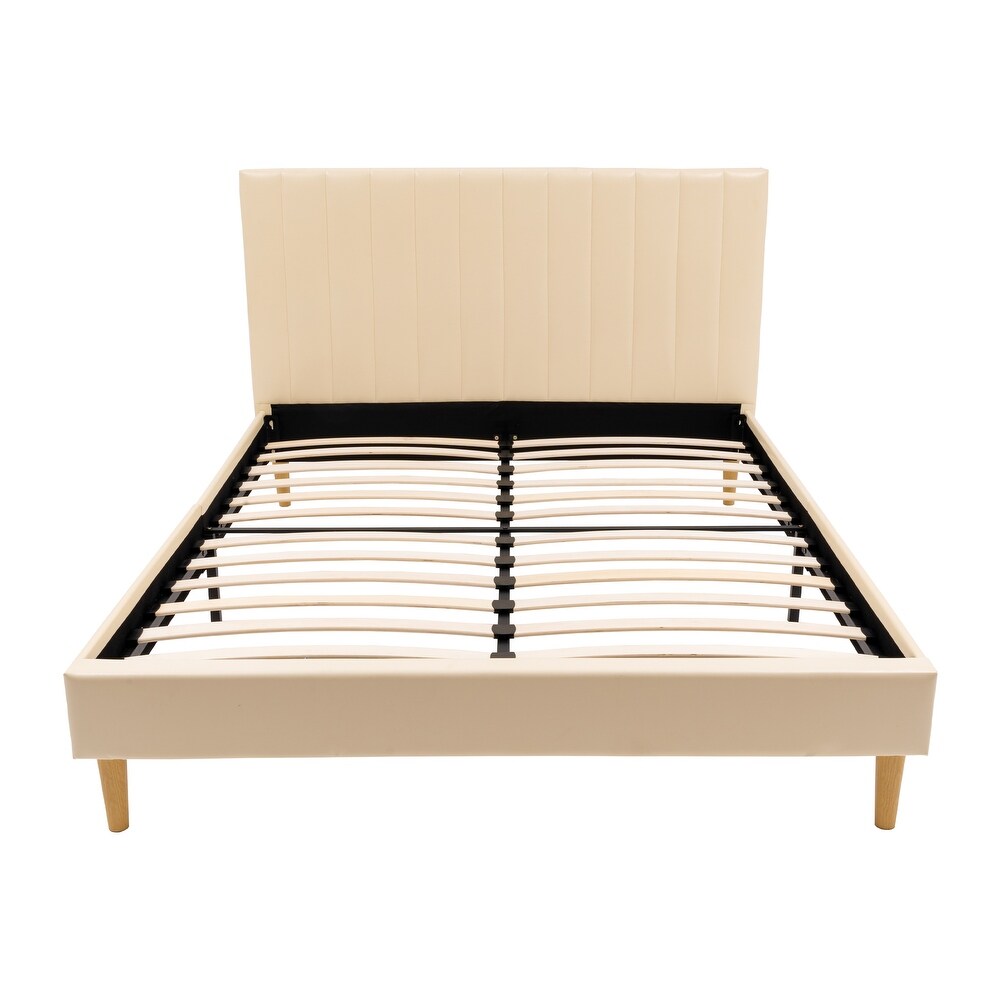 Modern Queen Upholstered Platform Bed Frame with Headboard