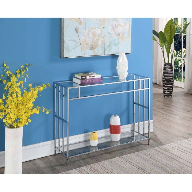 Mission Glass Console Table Chrome Breighton Home