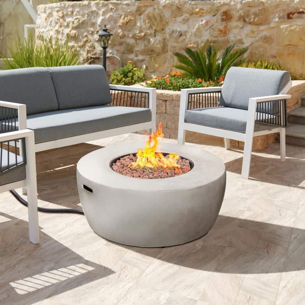 Teamson Home Outdoor 36 in W x 15 in H Round Concrete Gas Fire Pit