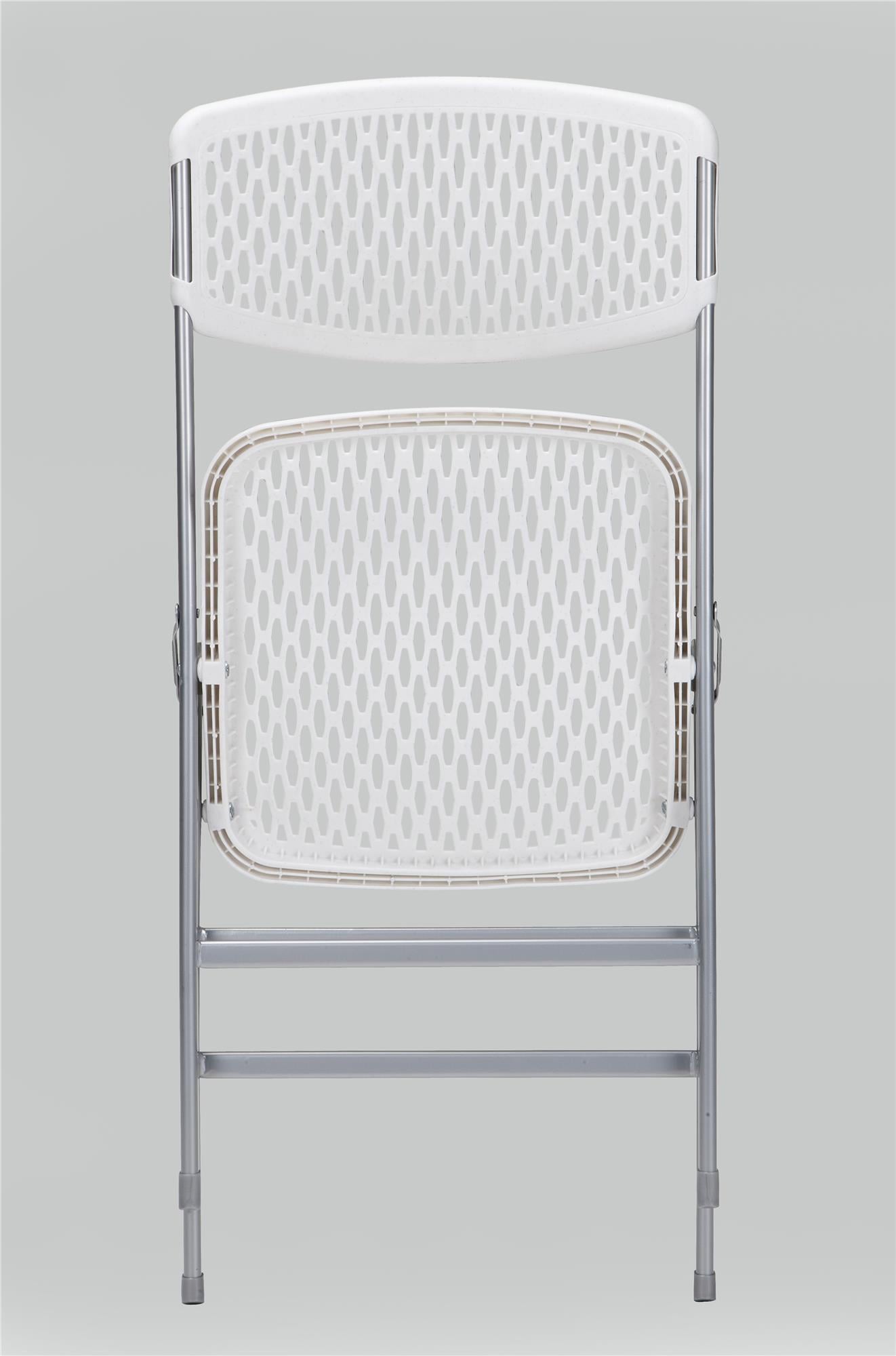 COSCO Ultra Comfort Commercial XL Plastic Folding Chair, 300 lb. Weight Rating, Triple Braced, White, 4-Pack