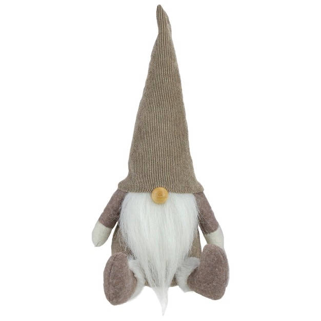 Brown And White Sitting Gnome Christmas Figure