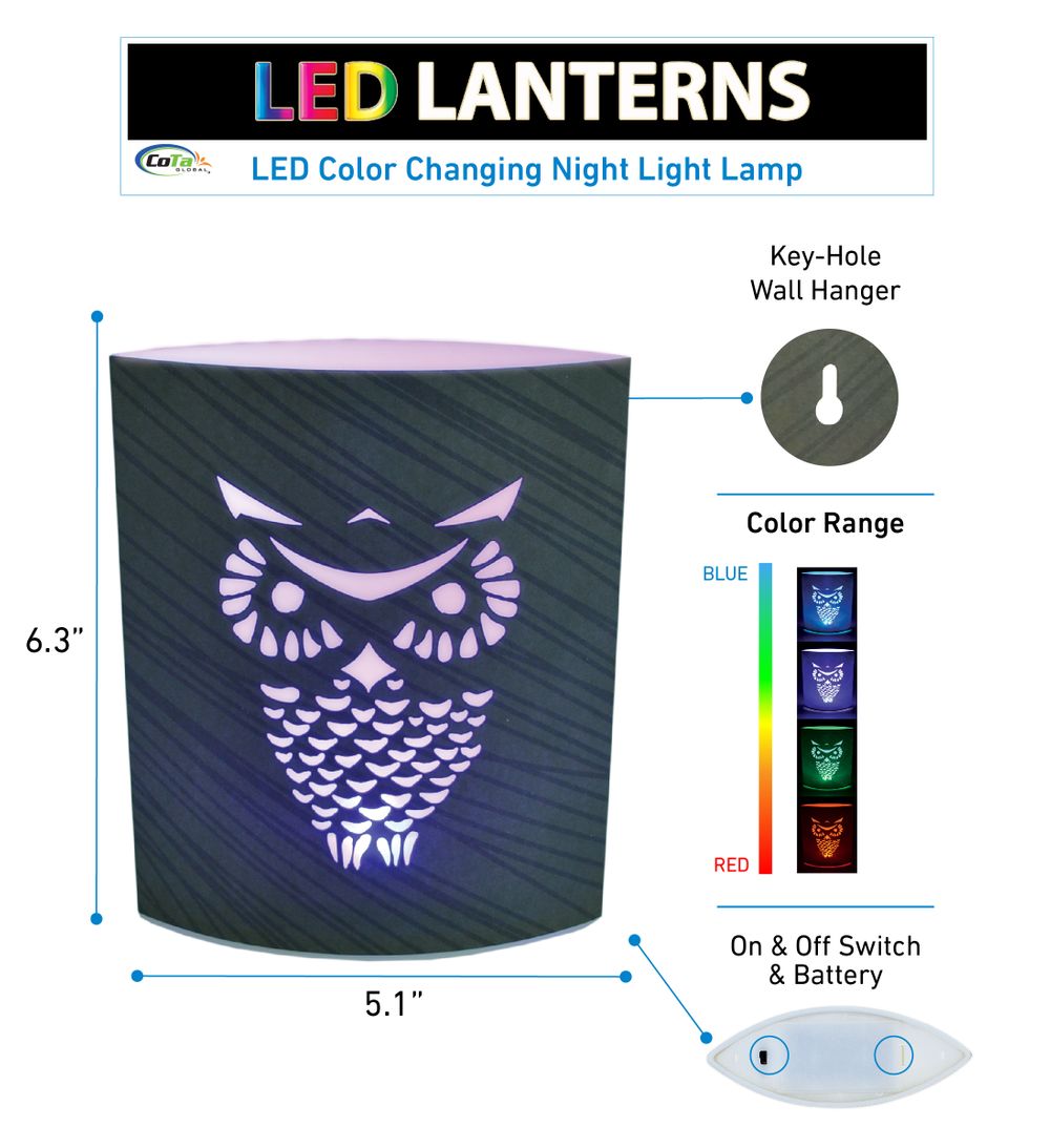 Puzzled Owl LED Decorative Lanterns - Bird Theme - Item #9653