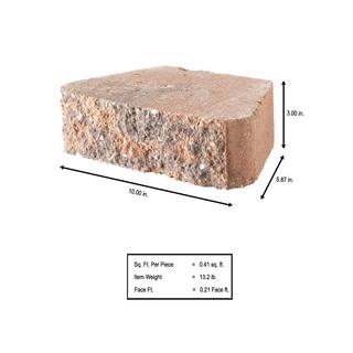 Pavestone 3 in. H x 10 in. W x 5.87 in. L Antique Terra Cotta Concrete Retaining Wall Block (280-Piece58.4 sq. ft.Pallet) 80716