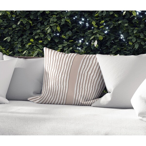 ZEN STRIPE BLOCK PRINT BEIGE Indoor|Outdoor Pillow By Kavka Designs - 18X18