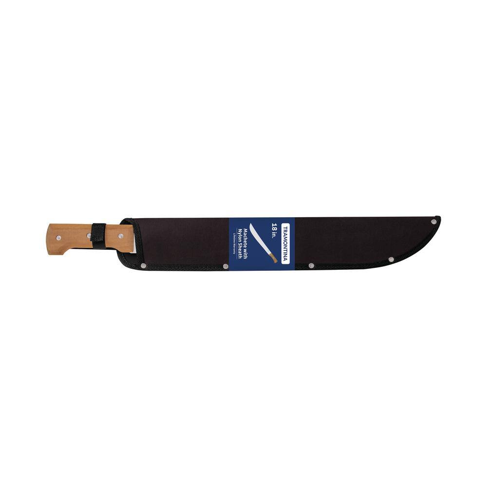 Tramontina 18 in. Machete with Carbon Steel Blade and Wood Handle with Nylon Sheath 26621218