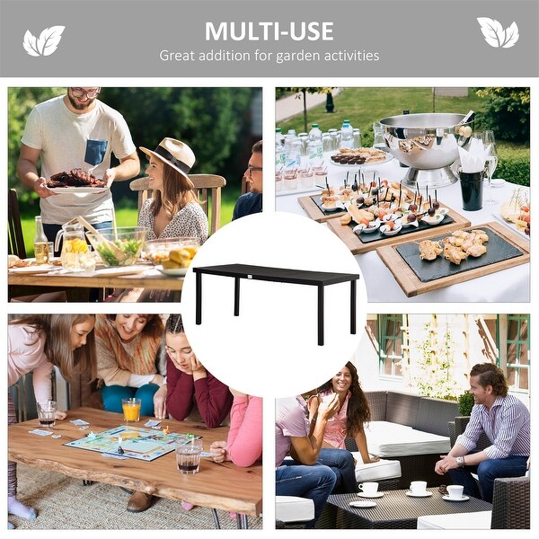 Outsunny Outdoor Dining Table for 8 People，Rectangular Garden Table