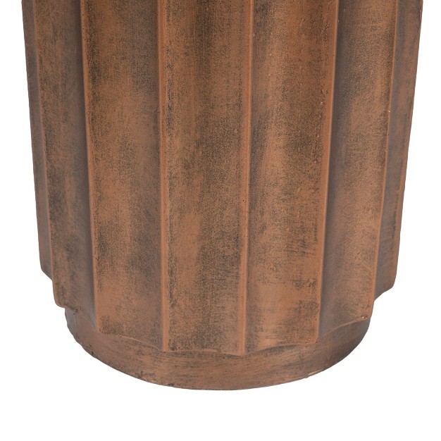 Luxenhome Weathered Copper Cement Indoor Outdoor Round Side Table Brown