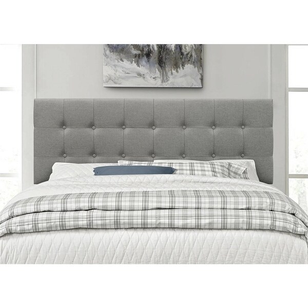 Modern Classic Style Button-Tufted Headboard in Grey Upholstered Fabric - - 36214990