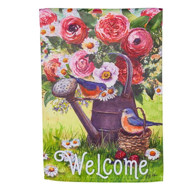 Watering Can Suede Garden Flag