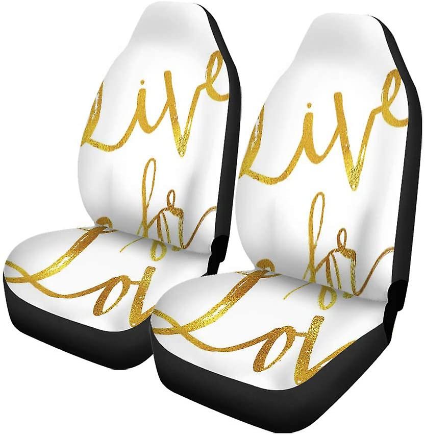 Set Of 2 Car Seat Covers Faux Live For Love Inspirational Gold Motivational Sparkly Universal Auto Front Seats Protector Fits