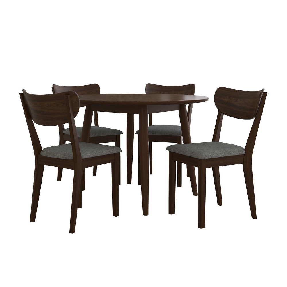 Hillsdale San Marino 5 Piece Round Wood Dining Set  Chestnut