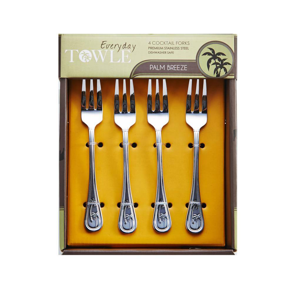 Towle Living Palm Breeze Stainless Steel Cocktail Forks (Set of 4) 5201295