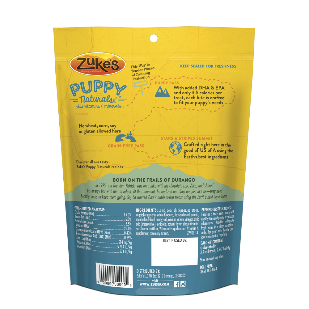 Zuke's Puppy Naturals Grain Free Lamb and Chickpea Dog Treats