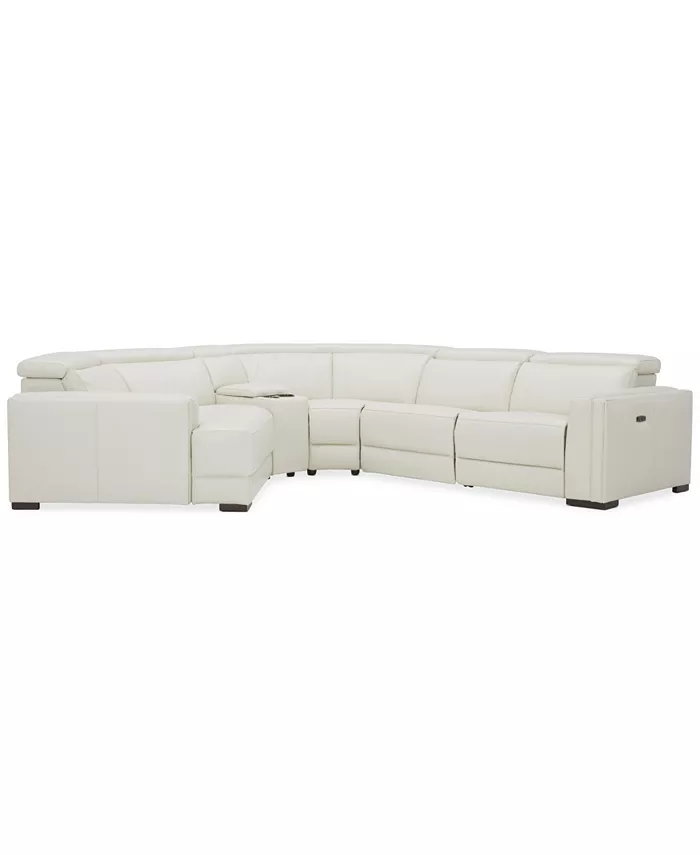 Furniture Jenneth 5-Pc. Leather Sofa with 1 Power Motion Recliner and Cuddler