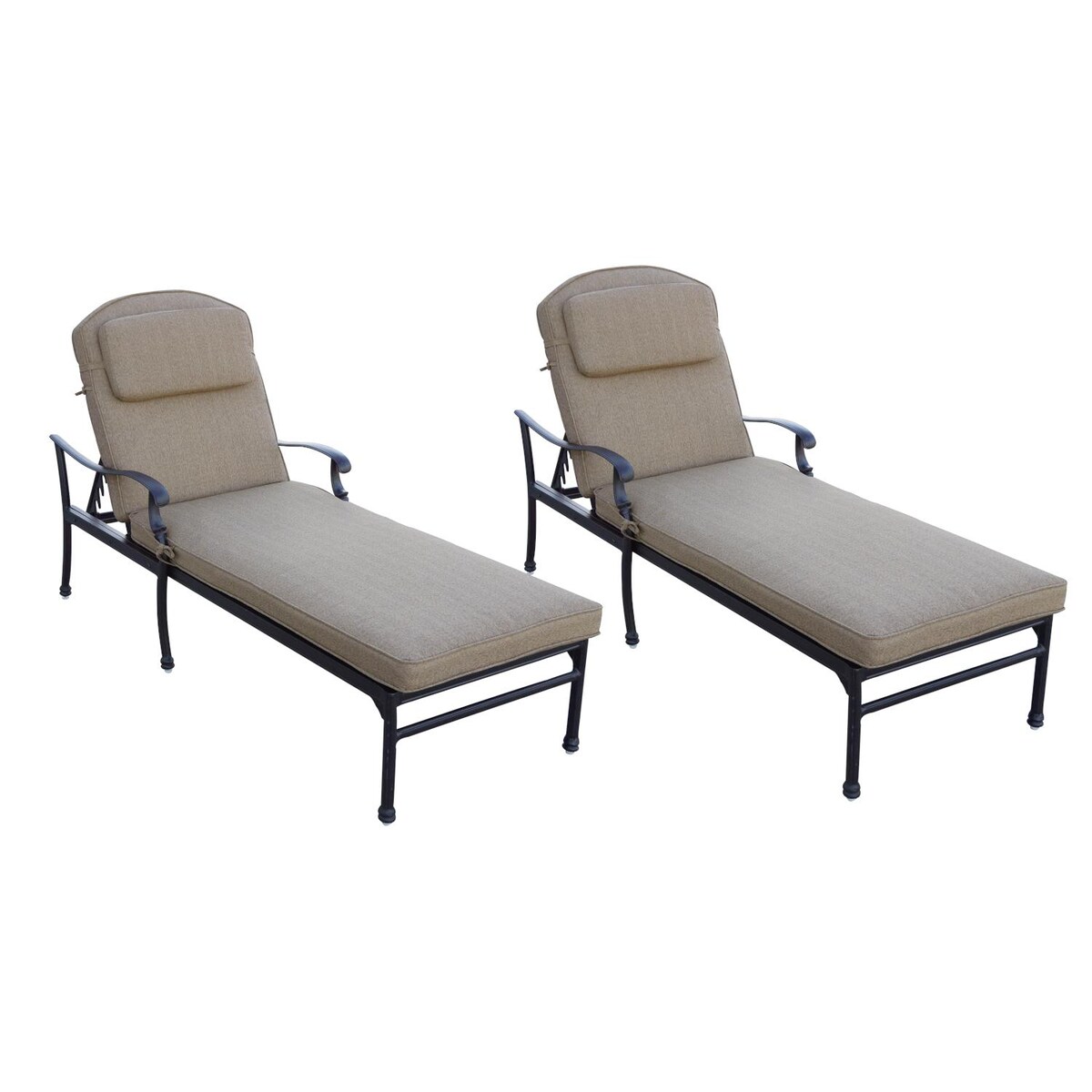 Darlee Florence 2 Piece Cast Aluminum Patio Chaise Lounge Set W/ Sesame Cushions