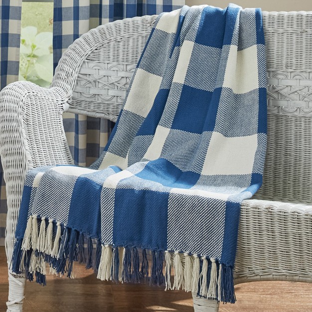 Park Designs Buffalo Check Throw China Blue